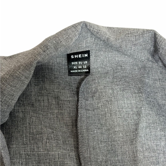 SHEIN LUNE Gray Single Button Blazer Striped Cuff Detail XL - Picture 5 of 6